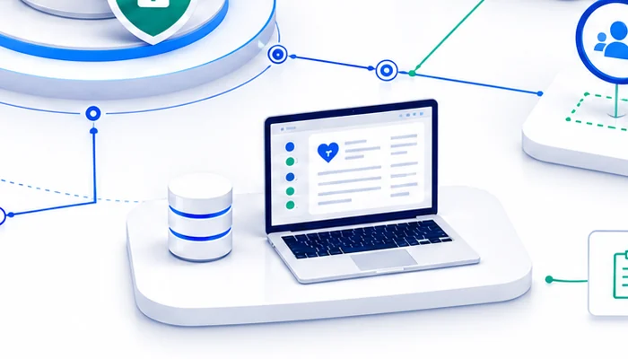 Concept illustration of digital health records on a connected device